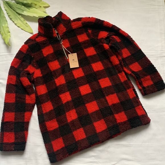 ⭐️nwt Les Umes Sherpa Fuzzy Fleece Collar Sweatshirt⭐️ - Picture 6 of 10